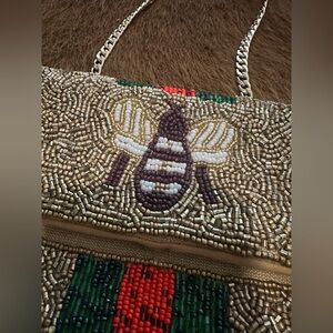 Beaded Gold Bee and Multicolor Women's small Bag